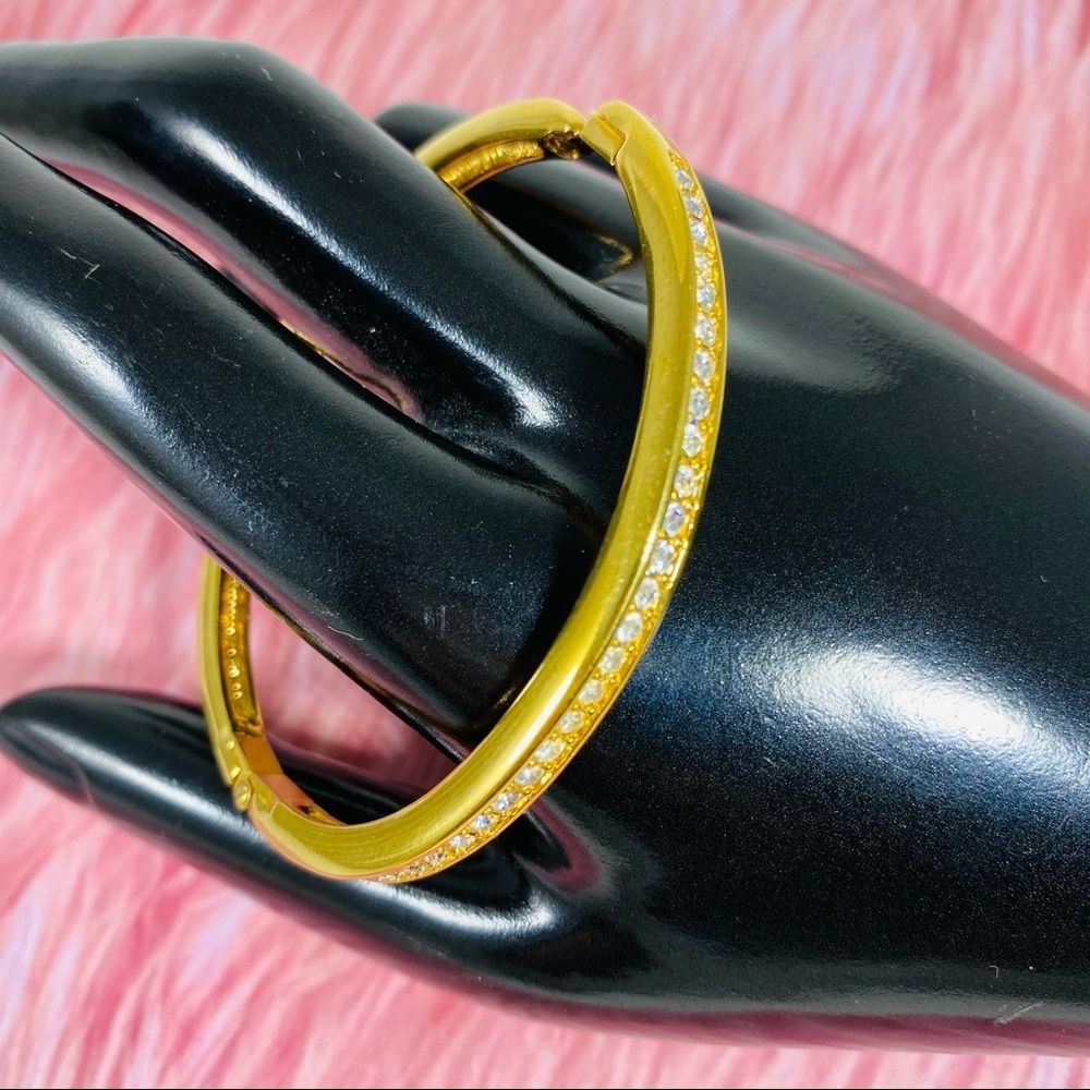 Gorgeous gold Salo clamp bangle bracelet with channel set clear CZ’s